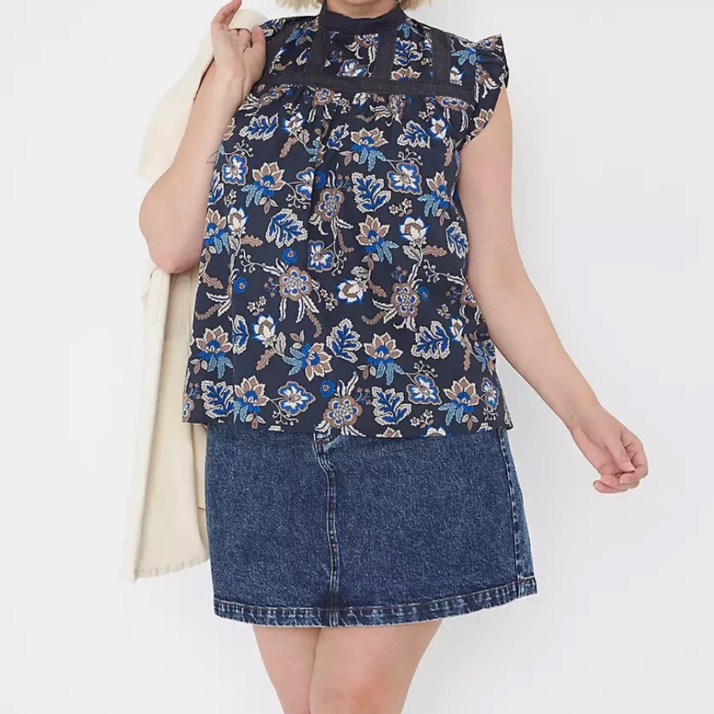 Lane Bryant Ruffle Cap-Sleeve Lace-Trim Top